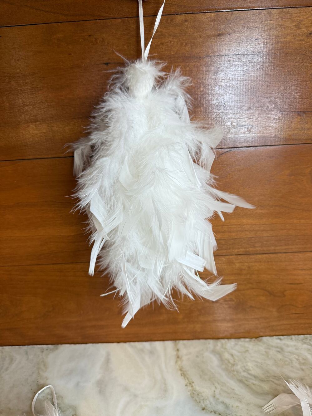 White Feather Decorative Holiday Christmas Tree Ornaments